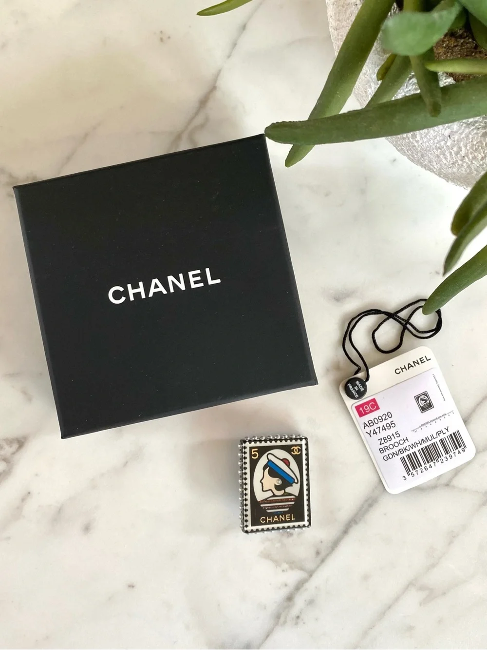 CHANEL - Enamel Coco Chanel Portrait Stamp-Style Brooch 2019